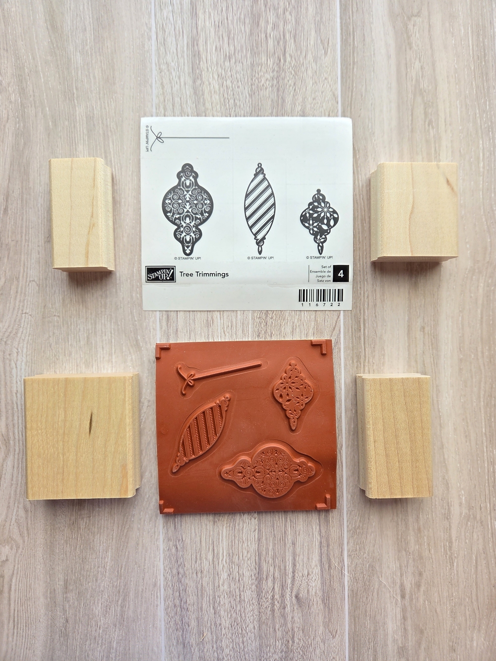 Stampin' Up! "Tree Trimmings" Rubber Stamp Set - 4 Stamp Set Holiday Christmas